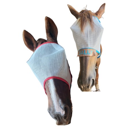 White PVC mesh fly mask with/without the horses name