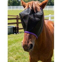 Black PVC mesh fly mask with/without the horses name